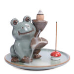 Buddha Stones Meditation Frog Ceramic Lotus Healing Incense Burner Incense Burner BS 7