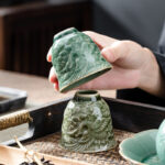 Buddha Stones Crane Pine Ceramic Teacup Kung Fu Tea Cup 80ml Cup BS 3