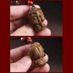Buddha Stones Chinese Zodiac Natal Buddha Green Sandalwood Om Mani Padme Hum Peace Key Chain Key Chain BS 11