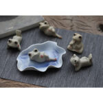 Buddha Stones Meditating Ceramic Small Frog Statue Decoration Decorations BS 8