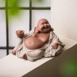 Buddha Stones Laughing Buddha Ingots Attract Wealth Purple Clay Maitreya Statue Decoration Decorations BS 7