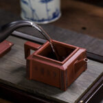 Buddha Stones Yixing All Handmade Gomoku Playing Chess Purple Clay Kung Fu Square Teapot 280ml Teapot BS 10