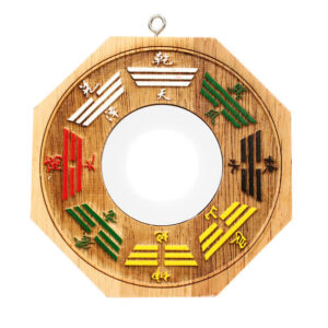 Buddha Stones Feng Shui Bagua Map Peach Wood Balance Energy Map Mirror Bagua Map BS Bagua Map Convex Mirror-10cm