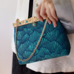 Buddha Stones Blue Lines Metal Chain Crossbody Bag Shoulder Bag Handbag Handbags BS 1
