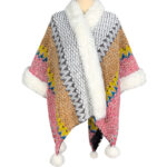 Buddha Stones Tibetan Multicolored Striped Shawl Winter Cozy Travel Scarf Wrap Tibetan Shawl BS Beige Brown Pink