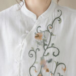 Buddha Stones 2Pcs Flower Embroidery Short Sleeve Tee T-shirt Wide Leg Pants Set 2-Piece Outfit BS 17