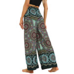 Buddha Stones Boho Mandala Print Lace-up Wide Leg Pants Women's Yoga Pants Women's Wide Leg Pants BS 11