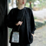 Buddha Stones Small Blue Ocean Waves Metal Chain Crossbody Bag Shoulder Bag Cellphone Bag Crossbody Bag BS 15