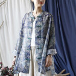 Buddha Stones Birds Flowers Geometry Frog-Button Long Sleeve Ramie Linen Jacket Shirt 5