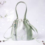 Buddha Stones Embroidered Grass Flowers Cherry Blossom Canvas Tote Crossbody Bag Shoulder Bag Handbag Crossbody Bag BS Green White Grass Triple Patchwork 28*30cm