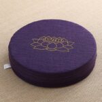Buddha Stones Lotus Embroidery Cotton Linen Meditation Seat Cushion Decorations BS Soft 40cm*10cm Indigo