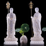 Buddha Stones Handmade Ksitigarbha Bodhisattva Figurine Liuli Crystal Art Piece Serenity Statue Home Decoration Decorations BS 14