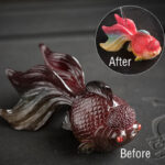 Buddha Stones Color Changing Koi Fish Resin Tea Pet Wealth Home Figurine Decoration Decorations BS Multicolored Koi Fish 15.7*9.4*7.4cm