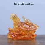 Buddha Stones Feng Shui Dragon Turtle Coins Handmade Liuli Crystal Luck Art Piece Home Office Decoration Decorations BS Gold Medium