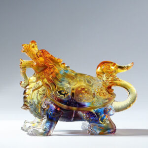Buddha Stones Feng Shui Dragon Turtle Handmade Liuli Crystal Art Piece Home Office Decoration Decorations BS main