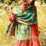 Buddha Stones Tibetan Flower Floral Leaves Pattern Design Shawl Cozy Travel Scarf Wrap Tibetan Shawl BS 23