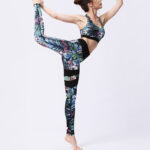 Buddha Stones 2Pcs Sunflower Flowers Leaves Print Top Pants Sports Fitness Yoga Women's Yoga Sets Women's Yoga Sets BS 31