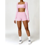Buddha Stones Gym Sports Yoga Backless Bra Crop Tank Top Shorts 2-Piece Outfit BS 47