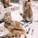 Buddha Stones Tibetan Shawl Classic Geometry Pattern Winter Cozy Travel Scarf Wrap Tibetan Shawl BS 8