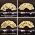 Buddha Stones Great Wall Mountains Trees Crane Bamboo Handheld Silk Bamboo Folding Fan 33.5cm Folding Fan BS 19