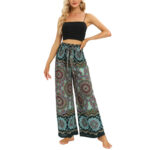 Buddha Stones Boho Mandala Print Lace-up Wide Leg Pants Women's Yoga Pants Women's Wide Leg Pants BS 12