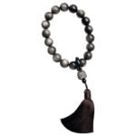 Buddha Stones Natural Silver Sheen Obsidian Black Obsidian Lion Wrist Mala Protection Tassels Pocket Mala Car Decoration Wrist Mala&Decorations BS 11