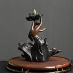 Buddha Stones Lotus Buddha Hand Auspicious Clouds Pattern Meditation Resin Backflow Incense Burner Incense Burner BS 3