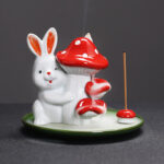 Year of the Rabbit Carrot Mushrooms Rabbit Ceramic Bunny Blessing Incense Burner (Extra 30% Off | USE CODE: FS30) Incense Burner BS Mushrooms Rabbit