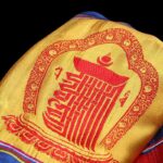 Buddha Stones Tibetan Lucky Blessing Multicolored Lotus Mantra Jacquard Khata Decoration Decorations BS 4