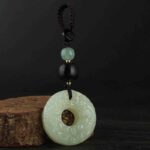 Buddha Stones PiXiu Jade Peace Buckle Abundance Wealth Key Chain Key Chain BS 8