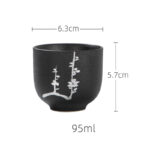 Buddha Stones Hand Painted Lotus Flower Bamboo Chrysanthemum Black Pottery Ceramic Teacup Kung Fu Tea Cup 95ml Cup BS 7