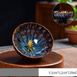 Buddha Stones Lotus Peacock Dragon Phoenix Koi Fish Ceramic Teacup Gold Silver Inlaid Tea Cups 120ml Cup BS Gold Koi Fish