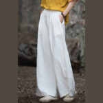 Buddha Stones Retro Wide Leg Pants Casual Women's Yoga Pants With Pockets Wide Leg Pants BS 8