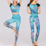 Buddha Stones 2Pcs Undersea World Mysterious Girl Gradient Color Print Top Pants Sports Fitness Yoga Women's Yoga Sets 2-Piece Outfit BS Undersea World XL(Bust 89cm/Waist 72-82cm/Hips 84cm)