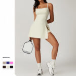 Buddha Stones Solid Backless Tennis Yoga Women Sports Dress Sports Dress BS 8