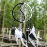Buddha Stones Yin Yang  Dream Catcher Circular Net with Feathers Balance Decoration Decorations BS #2