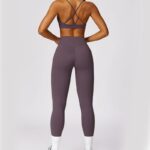 Buddha Stones Women Short Sleeve T-Shirt Top High Waist Leggings Pants For Sports Yoga 2-Piece Outfit BS 55