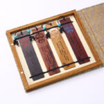 Buddha Stones 4Pcs Four Seasons Plum Orchid Bamboo Chrysanthemum Peking Opera Mask Wood Bookmarks With Gift Box Bookmarks BS 4Pcs Peking Opera Mask