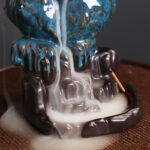 Buddha Stones Cute Owl Ceramic Backflow Smoke Fountain Meditation Healing Incense Burner Decoration Incense Burner BS 4