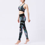 Buddha Stones 2Pcs Sunflower Flowers Leaves Print Top Pants Sports Fitness Yoga Women's Yoga Sets Women's Yoga Sets BS 28
