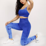 Buddha Stones 2Pcs Simple Tie Dye Print Crop Tank Top High Waist Pants Sports Gym Outfits Women's Yoga Sets Women's Yoga Sets BS Blue L(Bust 76cm/Waist 66cm/Hips 80cm)