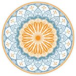Buddha Stones Tibetan Lotus Mandala Enlightenment Foldable Natural Rubber Yoga Mat Decoration Yoga Mat buddhastoneshop 1400*1400*1mm Blue Orange Mandala