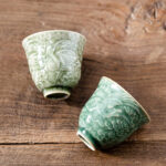 Buddha Stones Crane Pine Ceramic Teacup Kung Fu Tea Cup 80ml Cup BS 11