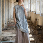 Buddha Stones Handmade Tie Dye Ramie Linen Frog-Button Sleeveless Vest 6