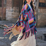 Buddha Stones Tibetan Shawl Candy Color Braided Pattern Winter Cozy Travel Knitted Tassel Scarf Wrap Tibetan Shawl BS 2
