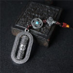Buddha Stones Tibet Om Mani Padme Hum Prayer Wheel Peace Rotatable Car Hanging Decoration Car Hanging Decoration BS 1