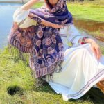 Buddha Stones Tibetan Flower Floral Leaves Pattern Design Shawl Cozy Travel Scarf Wrap Tibetan Shawl BS 38
