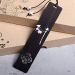 Buddha Stones Oriole Bird Flower Ebony Wood Bookmarks With Gift Box Bookmarks BS Ebony White Oriole Bird