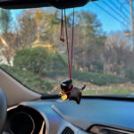 Buddha Stones Ebony Wood Green Sandalwood Lucky Cat Fu Character Lucky Fortune Bell Balance Car Hanging Decoration Car Hanging Decoration BS 4