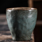 Buddha Stones Lotus Pod Leaf Flower Auspicious Clouds Ceramic Teacup Kung Fu Tea Cup Cup BS Green Water Ripples 5.5cm*5.6cm*59ml